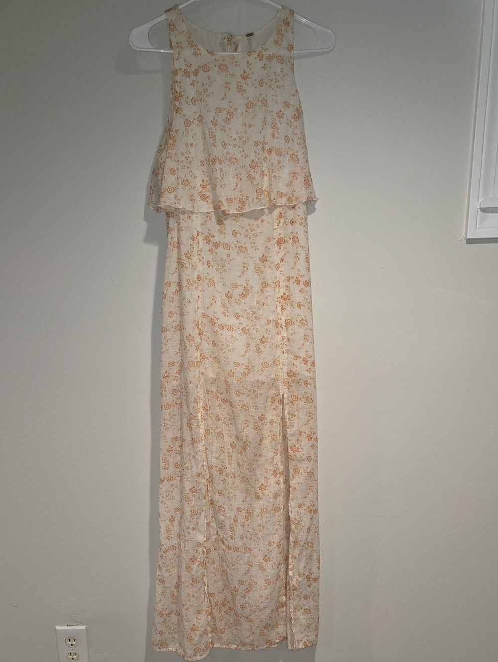 Free People Cream Maxi Dress with Peach Floral Print